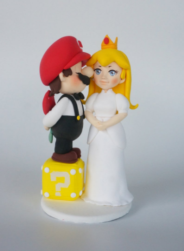 mario and princess peach wedding cake topper