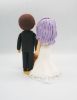 Picture of Custom Bride & Groom Wedding Cake Topper with Dogs, Purple Hair Bride Clay Figurine