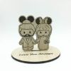 Picture of Mickey and Minnie Wooden Wedding Cake Topper, wood cut out bride & groom standee, Custom Name Wedding Topper