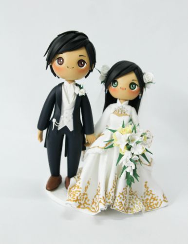 Picture of Final Fantasy Wedding Cake Topper, Commission Game Character Wedding, Wedding cake topper for gamer