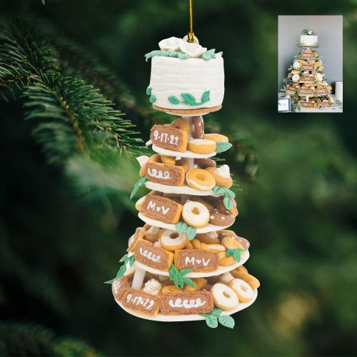 Picture of Donut Wedding Cake Replica, Doughnut Tower Ornament,  1st first anniversary newlyweds gift