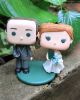 Picture of  Custom Funko Pop Wedding Cake Topper, Gamer Groom and Book Worm Bride Topper