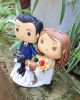 Picture of Mini Funko Pop Bride & Groom with Dogs Wedding Cake Topper