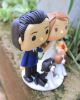 Picture of Mini Funko Pop Bride & Groom with Dogs Wedding Cake Topper