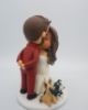 Picture of Custom Wedding Cake Topper with Dogs, Wedding Anniversary Gift for Dog Lovers, Hollywood wave hairstyle bride