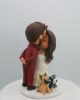 Picture of Custom Wedding Cake Topper with Dogs, Wedding Anniversary Gift for Dog Lovers, Hollywood wave hairstyle bride