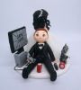 Picture of Bride dragging groom gamer Wedding Cake Topper, Wedding Cake Topper with a cat 