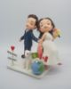 Picture of From Long Distance to Married wedding cake topper, Destination Wedding Cake Topper with Dogs, Travel Wedding Cake Topper