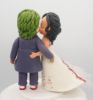 Picture of Joker Groom & Harley Quinn Bride Wedding Cake Topper, Cheek Kissing Cake Topper, Gift for Joker fan