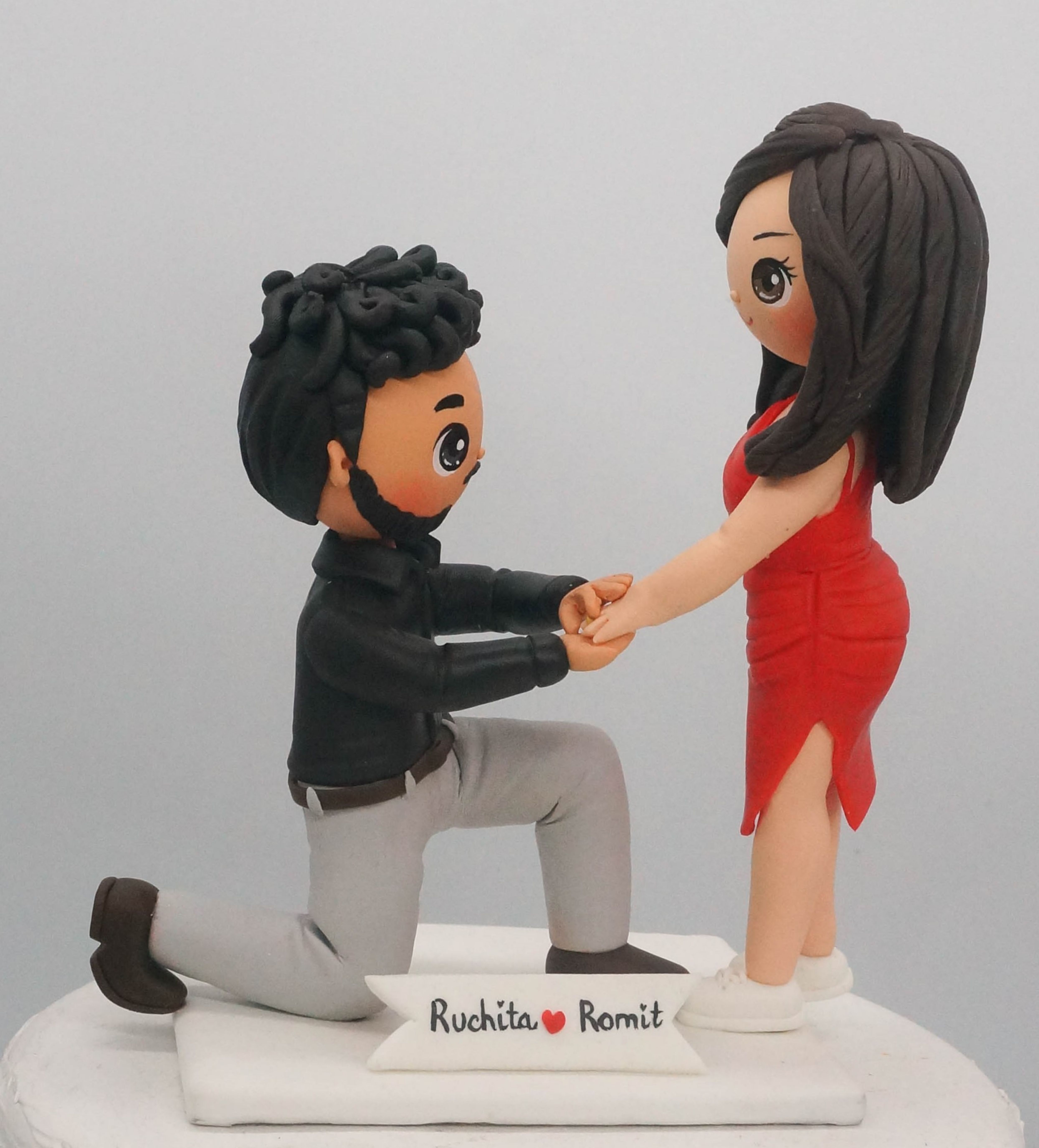 Picture of Proposing Wedding Cake Topper, Engagement Anniversary Gift, On One Knee Wedding Figurine