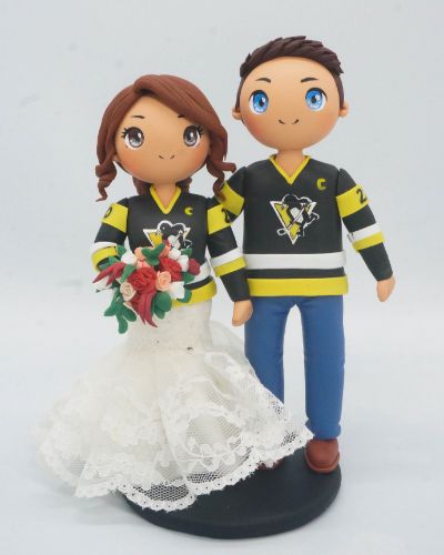 Picture of Pittsburgh Penguins Wedding Cake Topper,  Hockey Fans Wedding Cake Topper