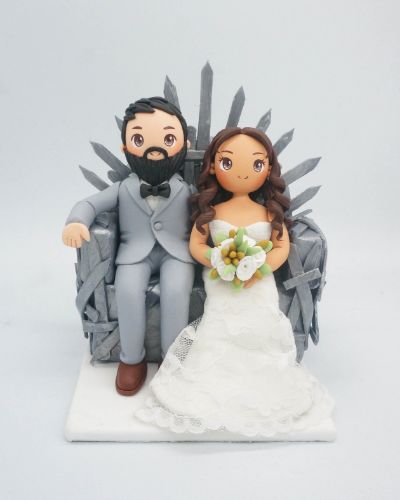 Picture of Game of Thrones Wedding Cake Topper, GoT Inspired Wedding, Iron Throne Cake Topper, Plus Size Couple
