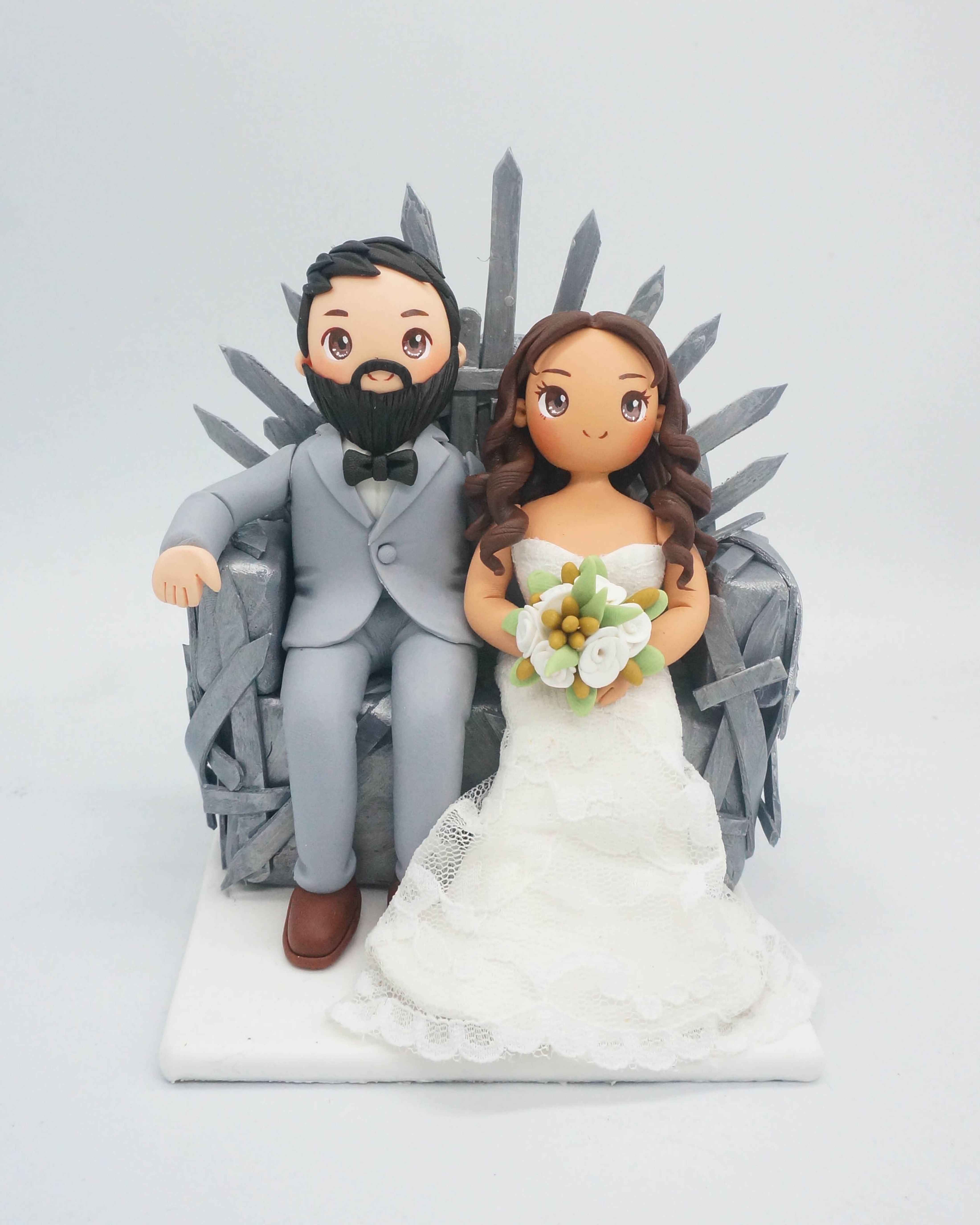 Picture of Game of Thrones Wedding Cake Topper, GoT Inspired Wedding, Iron Throne Cake Topper, Plus Size Couple