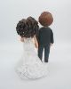 Picture of Short Curly Hair Bride & Mustache Groom Wedding Cake Topper, First Wedding Anniversary Gift for Wife