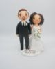 Picture of Short Curly Hair Bride & Mustache Groom Wedding Cake Topper, First Wedding Anniversary Gift for Wife