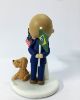 Picture of Brazilian Groom and American Bride Wedding Cake Topper with dog, International wedding couple