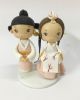 Picture of Mini Korean Hanbok Wedding Cake Topper,  Traditional Wedding Cake Topper, Pink Theme