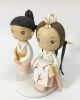 Picture of Mini Korean Hanbok Wedding Cake Topper,  Traditional Wedding Cake Topper, Pink Theme