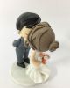 Picture of Kissing Wedding Cake Topper, Mermaid Dress Bride & Grey Suit Groom Cake Topper