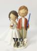 Picture of Wine Lover Bride & Star Wars fan groom Wedding Cake Topper, Wedding Cake Topper with Dogs