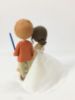 Picture of Wine Lover Bride & Star Wars fan groom Wedding Cake Topper, Wedding Cake Topper with Dogs