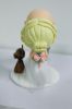 Picture of Stubble Bear Bald Groom & Updo Blonde Hair Bride Wedding  Cake Topper, Kissing Bride & Groom with a Cat Figurine