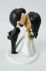 Picture of Full Beard Comb Over Hairstyle groom, Wavy Down hairstyle bride, Classic Kissing  Interracial Wedding Cake Topper