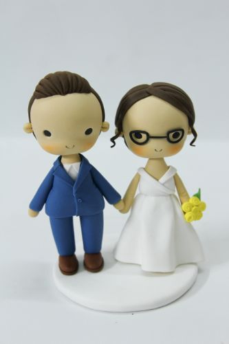 Picture of Classic Wedding cake topper, Nerdy Bride Figurine, Glasses Wife Topper, Unique Anniversary Cake Topper