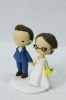 Picture of Classic Wedding cake topper, Nerdy Bride Figurine, Glasses Wife Topper, Unique Anniversary Cake Topper