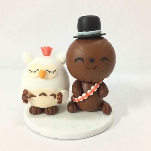 Picture of Owl & Chewbacca Wedding Cake Topper, Harry Potter Wedding Cake Topper, Star Wars Themed Wedding