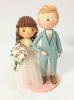 Picture of Fringe Bride & Blonde Groom Wedding Cake Topper, Pastel Themed Wedding Centerpiece 