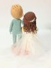 Picture of Fringe Bride & Blonde Groom Wedding Cake Topper, Pastel Themed Wedding Centerpiece 