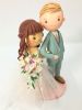 Picture of Fringe Bride & Blonde Groom Wedding Cake Topper, Pastel Themed Wedding Centerpiece 