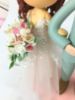 Picture of Fringe Bride & Blonde Groom Wedding Cake Topper, Pastel Themed Wedding Centerpiece 