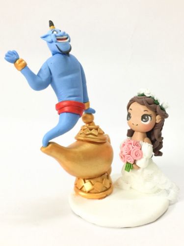 Picture of Princess Jasmine & Genie Wedding Cake Topper, Disney Princess Wedding Cake Topper, Aladdin Themed Wedding