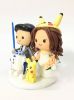 Picture of Star Wars & Pokemon Wedding Cake Topper, Jedi Groom & Pikachu Bride Cake Topper, R2-D2 and Pikachu Clay Miniature