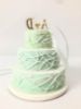 Picture of Custom Mint Wedding Cake With Topper Ornament, 10th Year Wedding Anniversary Gift idea, Mini Wedding Cake Replica