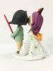 Picture of Stormtrooper Groom & Minnie Mouse Bride Wedding Cake Topper, Purple Hair Bride, Floral wedding dress 