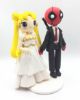 Picture of Sailor Moon & Deadpool Wedding Cake Topper, Custom Commission Wedding Cake Topper, Gifts for Anime & Comics Fans