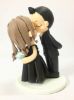 Picture of Kissing Gothic Couple Wedding Cake Topper, Goth Anniversary Gifts for Him & Her, Halloween Themed Wedding Cake Decor