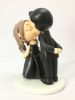 Picture of Kissing Gothic Couple Wedding Cake Topper, Goth Anniversary Gifts for Him & Her, Halloween Themed Wedding Cake Decor