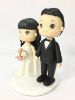 Picture of Beautiful wedding cake topper, Fringe Hairstyle Bride & Side Swept groom topper, Off Shoulder wedding gown