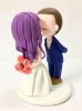 Picture of Purple Hair Bride & Buzzcut Groom Wedding Cake Topper, Mr. & Mrs. Engagement Topper, 1 Year Anniversary Gift for Couples