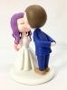 Picture of Purple Hair Bride & Buzzcut Groom Wedding Cake Topper, Mr. & Mrs. Engagement Topper, 1 Year Anniversary Gift for Couples