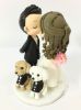 Picture of Kissing Mr. & Mrs. Wedding Cake Topper, Dog Lovers Wedding Theme, Sakura bouquet, Japanese theme