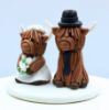 Picture of Highland Cattle Wedding Cake Topper, Long-Haired Buffalo Bride & Groom