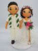 Picture of Hawaiian Themed Tropical Wedding Cake Topper,  Split Dress Bride, Beach Destination Wedding