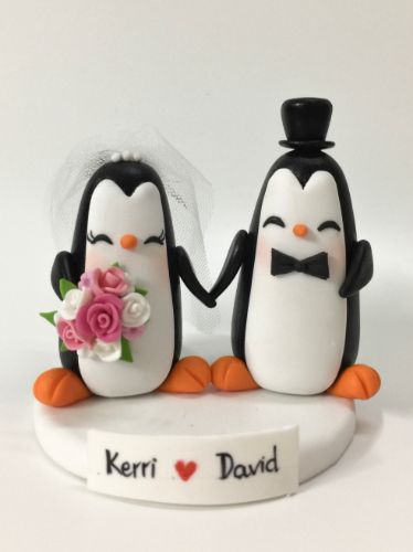 Picture of Mr. & Mrs. Penguin Wedding Cake Topper,  Penguin Wedding Cake Topper, Love Gift for couple