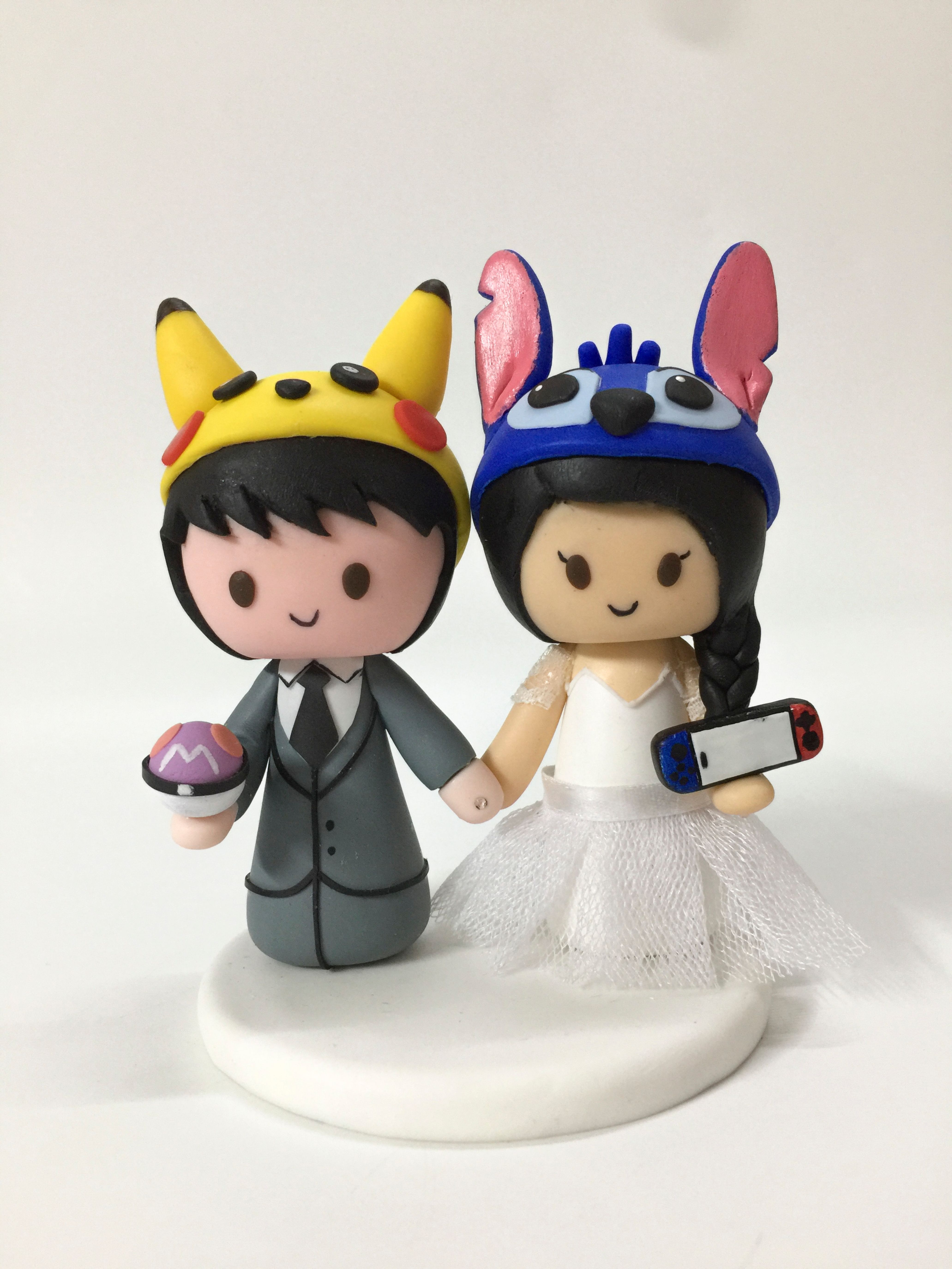 Picture of Pikachu & Stitch Wedding Cake Topper, Pokemon & Switch Wedding Decor, Wedding Gifts for Gamers