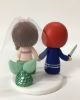 Picture of Deadpool & Ariel Wedding Cake Topper, Superhero & Disney Princess Wedding theme, Fantasy Wedding Cake Decor 